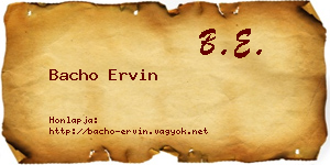 Bacho Ervin névjegykártya
